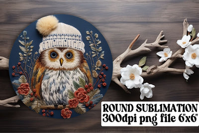 Christmas Owl Round Design Keychain Sublimation afrosvg 