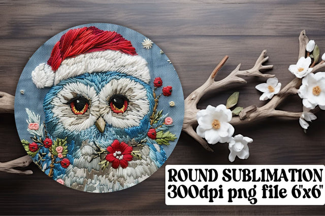 Christmas Owl Round Design Keychain Sublimation afrosvg 