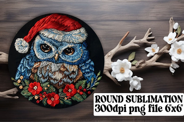 Christmas Owl Round Design Sublimation Sublimation afrosvg 