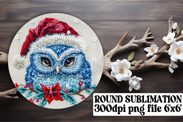 Christmas Owl Sublimation Circle Sublimation afrosvg 