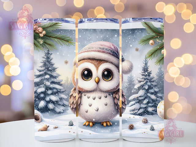 Christmas Owl Sublimation Design, 20oz Skinny Tumbler Digital Download PNG, Owl Tumbler Wrap Sublimation SvggirlplusArt 