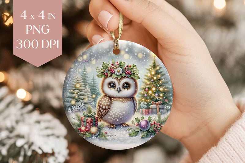 Christmas Owl Sublimation PNG - Cute Bird Ornament Art Sublimation BijouBay 
