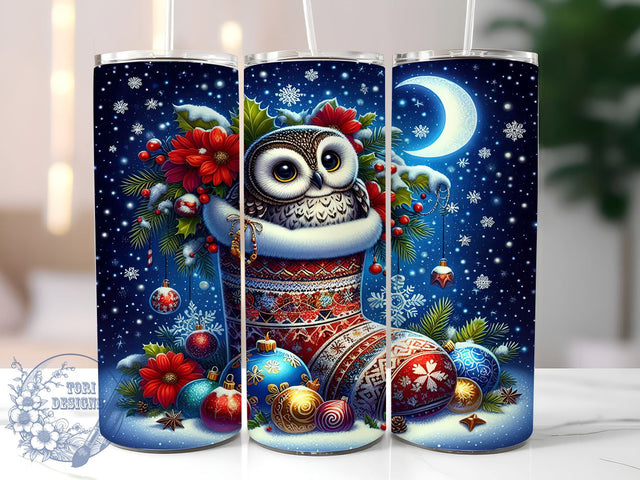 Christmas Owl Tumbler, 20oz Wrap, Sublimation Design, Digital Download, Owl Print, Holiday Decor, Winter Tumbler Sublimation ToriDesigns 