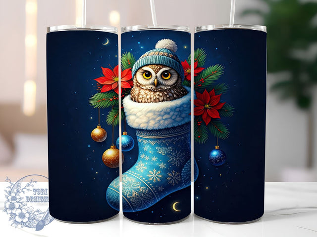 Christmas Owl Tumbler, 20oz Wrap, Sublimation Design, Digital Download, Owl Print, Holiday Decor, Winter Tumbler Sublimation ToriDesigns 