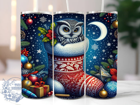 Christmas Owl Tumbler, 20oz Wrap, Sublimation Design, Digital Download, Owl Print, Holiday Decor, Winter Tumbler Sublimation ToriDesigns 