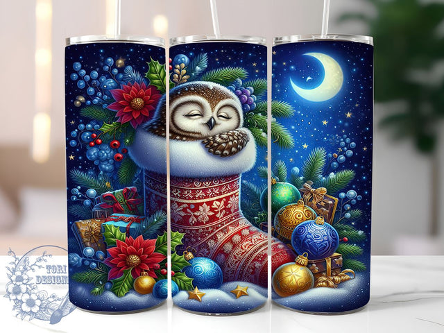 Christmas Owl Tumbler, 20oz Wrap, Sublimation Design, Digital Download, Owl Print, Holiday Decor, Winter Tumbler Sublimation ToriDesigns 
