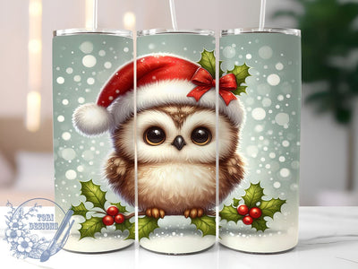 Christmas Owl Tumbler, Snowy Owl Wrap, 20oz Sublimation Design, Digital Download, Watercolor Owl Print, Holiday Tumbler, Cute Owl Decor Sublimation ToriDesigns 