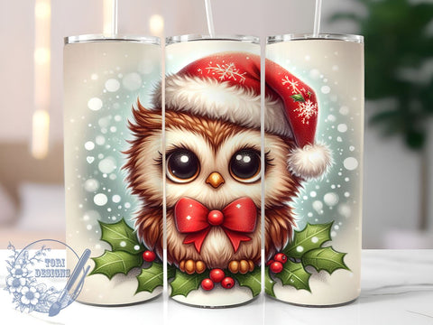 Christmas Owl Tumbler, Snowy Owl Wrap, 20oz Sublimation Design, Digital Download, Watercolor Owl Print, Holiday Tumbler, Cute Owl Decor Sublimation ToriDesigns 
