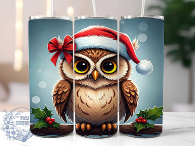 Christmas Owl Tumbler, Snowy Owl Wrap, 20oz Sublimation Design, Digital Download, Watercolor Owl Print, Holiday Tumbler, Cute Owl Decor Sublimation ToriDesigns 