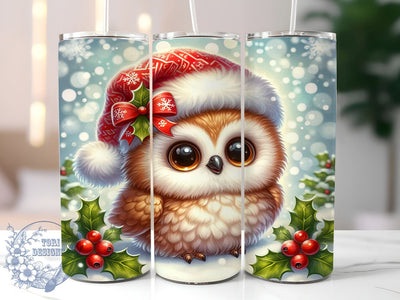 Christmas Owl Tumbler, Snowy Owl Wrap, 20oz Sublimation Design, Digital Download, Watercolor Owl Print, Holiday Tumbler, Cute Owl Decor Sublimation ToriDesigns 