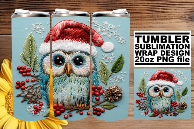 Christmas Owl Tumbler Wrap 20oz Sublimation Design Sublimation afrosvg 