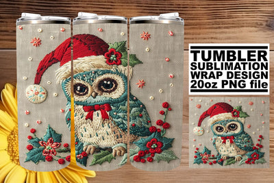 Christmas Owl Tumbler Wrap Festive 20oz Design Sublimation afrosvg 