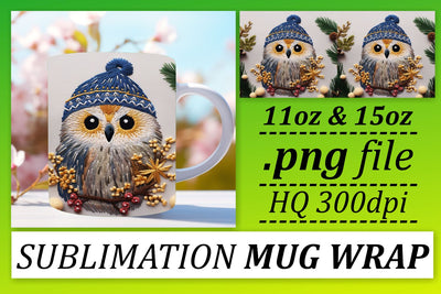 Christmas Owl Wrap for 11oz 15oz Mug Sublimation Sublimation afrosvg 