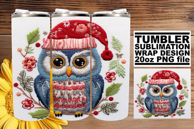 Christmas Owl Wrap for 20oz Tumblers Holiday Design Sublimation afrosvg 