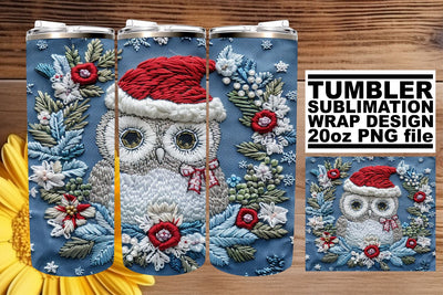 Christmas Owl Wrap for Tumblers 20oz Winter Design Sublimation afrosvg 