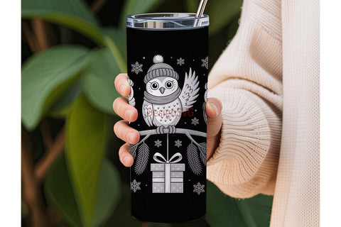 Christmas Owls 20oz Tumbler Wrap Sublimation DesignSVG 