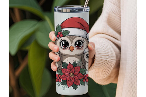 Christmas Owls 20oz Tumbler Wrap Sublimation DesignSVG 