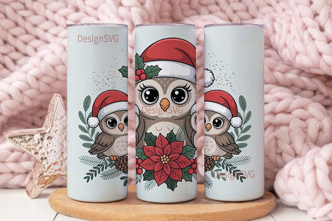 Christmas Owls 20oz Tumbler Wrap Sublimation DesignSVG 