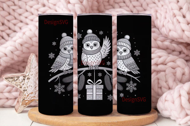 Christmas Owls 20oz Tumbler Wrap Sublimation DesignSVG 