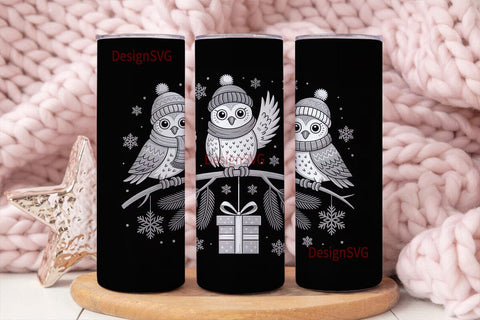 Christmas Owls 20oz Tumbler Wrap Sublimation DesignSVG 