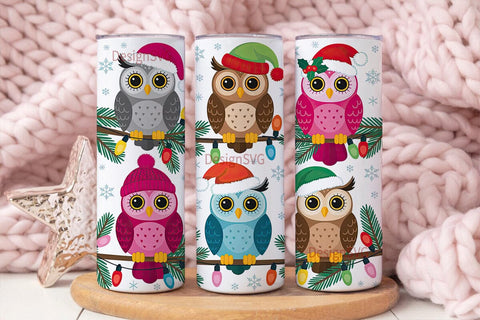 Christmas Owls 20oz Tumbler Wrap Sublimation DesignSVG 