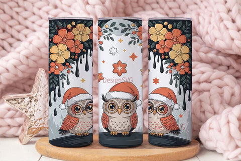 Christmas Owls Tumbler Wrap Sublimation DesignSVG 
