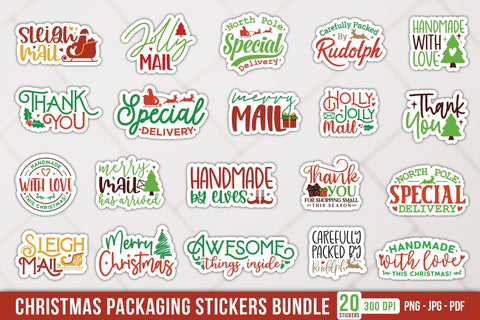 Christmas Packaging Stickers Bundle Sublimation CraftLabSVG 