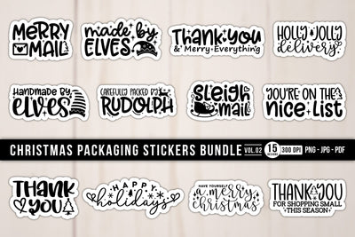 Christmas Packaging Stickers Bundle Vol.2 Sublimation CraftLabSVG 