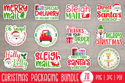 Christmas Packaging Stickers Bundle Vol.3 Sublimation CraftLabSVG 
