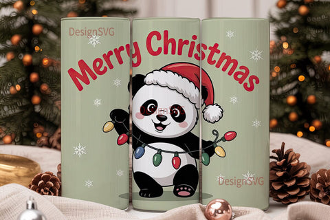 Christmas Panda 20oz Tumbler Wrap Sublimation DesignSVG 