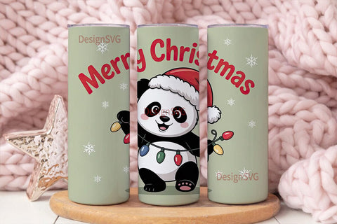 Christmas Panda 20oz Tumbler Wrap Sublimation DesignSVG 