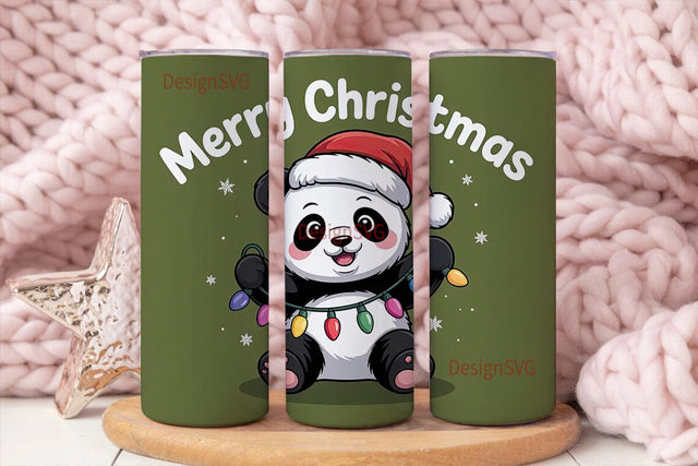 Christmas Panda 20oz Tumbler Wrap Sublimation DesignSVG 