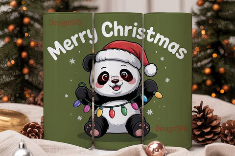 Christmas Panda 20oz Tumbler Wrap Sublimation DesignSVG 
