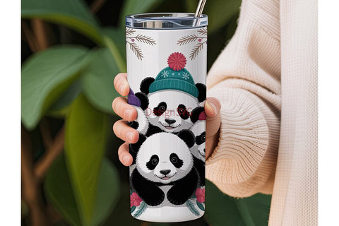 Christmas Panda Cubs 20oz Tumbler Wrap Sublimation DesignSVG 