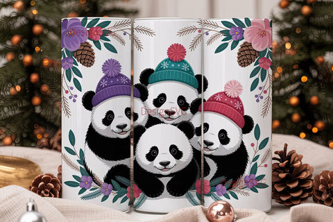 Christmas Panda Cubs 20oz Tumbler Wrap Sublimation DesignSVG 
