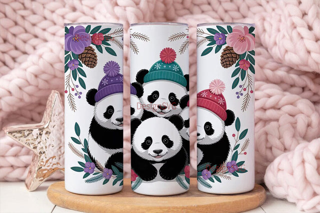 Christmas Panda Cubs 20oz Tumbler Wrap Sublimation DesignSVG 