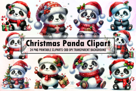 Christmas Panda Sublimation Clipart Sublimation designartist 