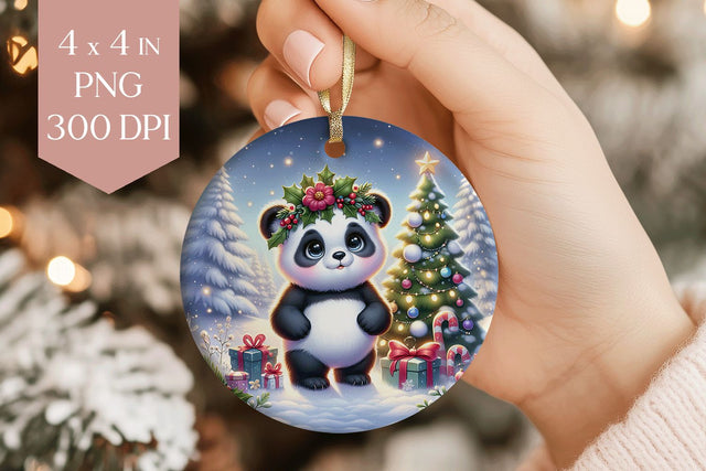 Christmas Panda Sublimation PNG - Cute Bear Ornament Art Sublimation BijouBay 
