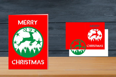 Christmas Papercut Card, Christmas Card Template SVG zafrans studio 
