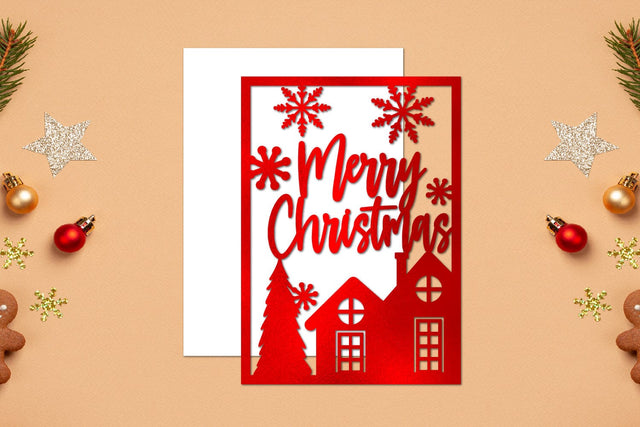 Christmas Papercut, Christmas Template, Christmas Card SVG zafrans studio 