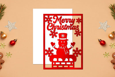 Christmas Papercut, Christmas Template, Snowman Card SVG zafrans studio 