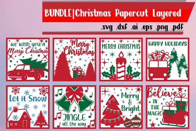 Christmas Papercut Layered Bundle 3D Paper zafrans studio 