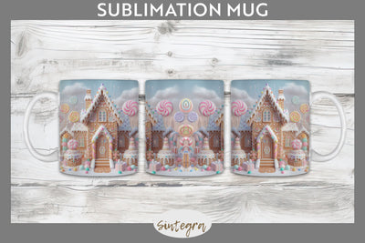 Christmas Pastel Gingerbread House Mug Wrap Sublimation Sublimation Sintegra 