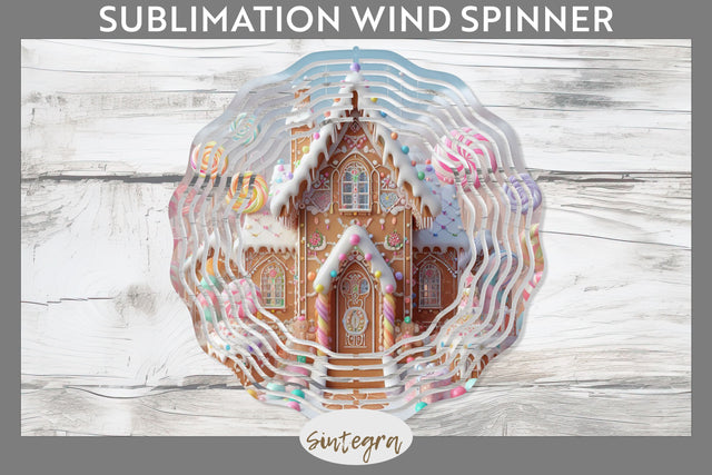 Christmas Pastel Gingerbread House Wind Spinner Sublimation Sublimation Sintegra 