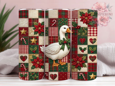 Christmas Patchwork Goose 20oz Tumbler, Christmas Patchwork, Patchwork Goose, Christmas Goose, Goose Tumbler, Patchwork Goose PNG, Christmas Goose PNG, 20oz Tumbler Wrap Sublimation Li Zamperini 