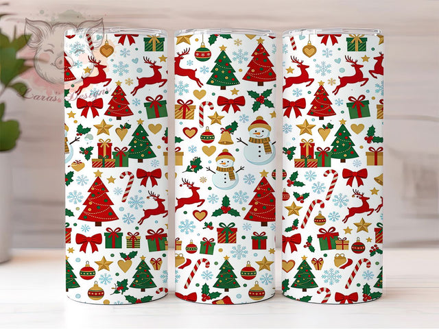 Christmas Pattern 20oz Tumbler, Christmas Pattern, Christmas Tumbler, Holiday Pattern, Pattern Tumbler, Christmas PNG, Holiday Tumbler, 20oz Tumbler Wrap Sublimation Lara' s Designs 