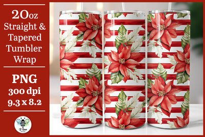 Christmas Pattern Tumbler Wrap | Poinsettia Sublimation Sublimation B Renee Design 