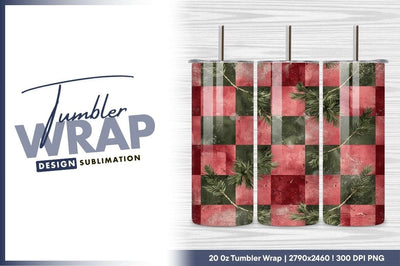 Christmas pattern with pine on checkered background Sublimation Regulrcrative 