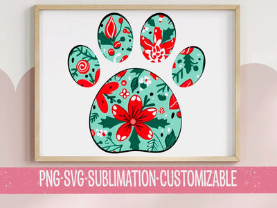 Christmas Paw Print - Holiday Colorful SVG PNG | Cutesy Graphic | Festive Clipart | Family | Digital Download | Pet Lover | Dog Mom SVG YaySportsandSuch 