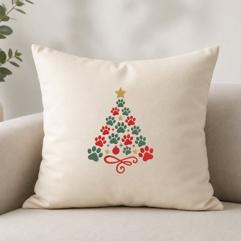 Christmas Paw Print Tree Embroidery Design – Dog Cat Christmas Machine Embroidery File, Pet Lover Holiday Design Embroidery/Applique DESIGNS PatternFeed8 